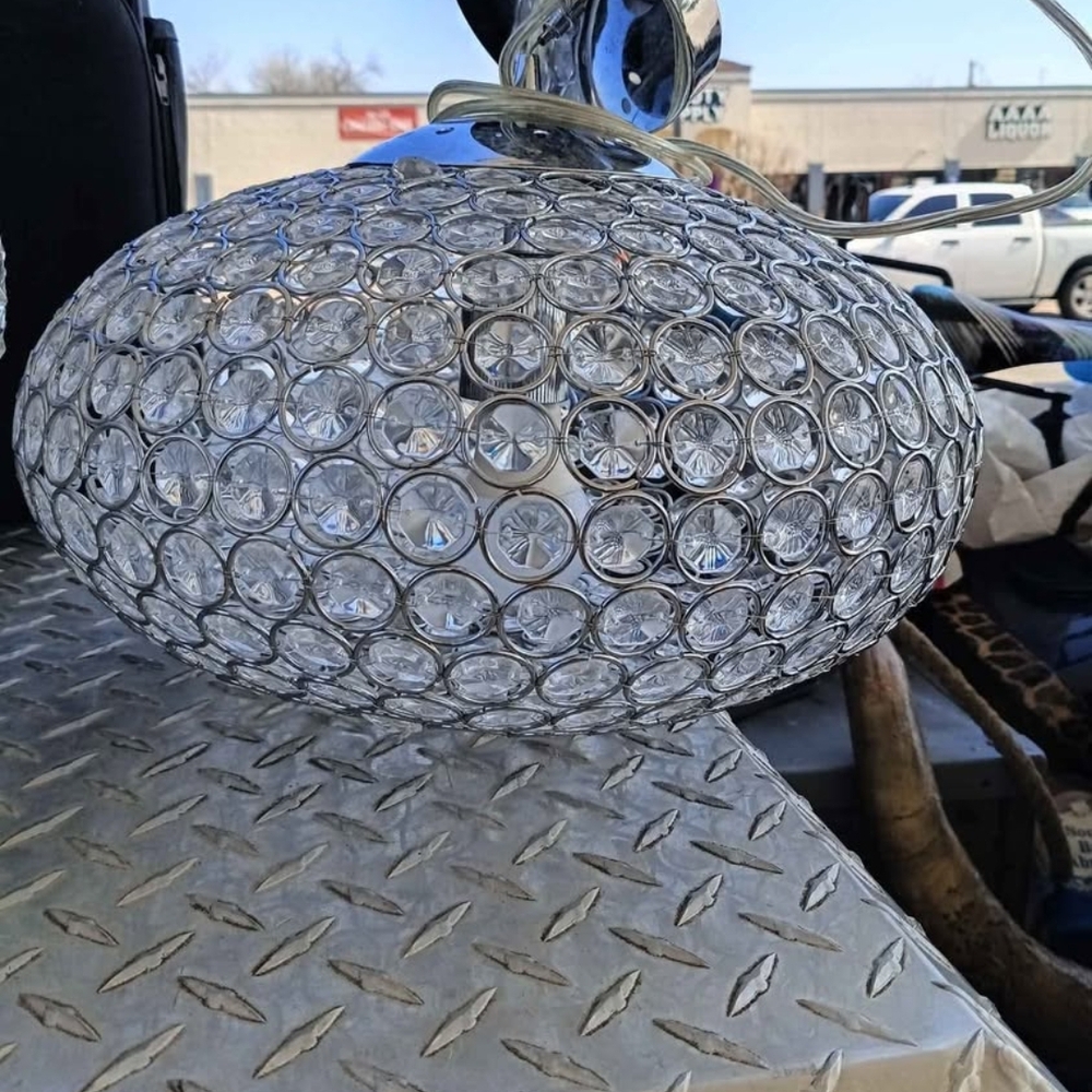 Elegant Silver Crystal Ceiling Light
